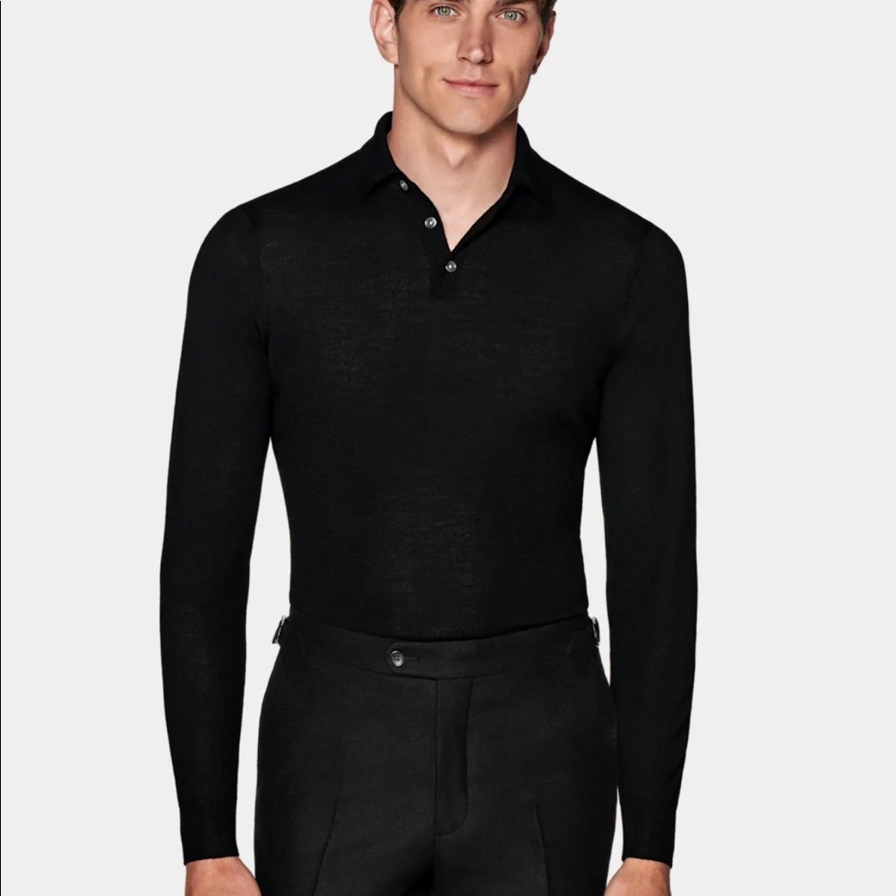 Black long sleeve polo